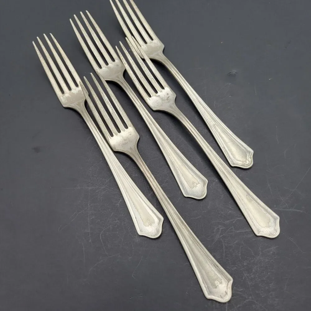 Vernon Ashley Oneida Community 5 Dinner Forks Par Plate Vtg 1917